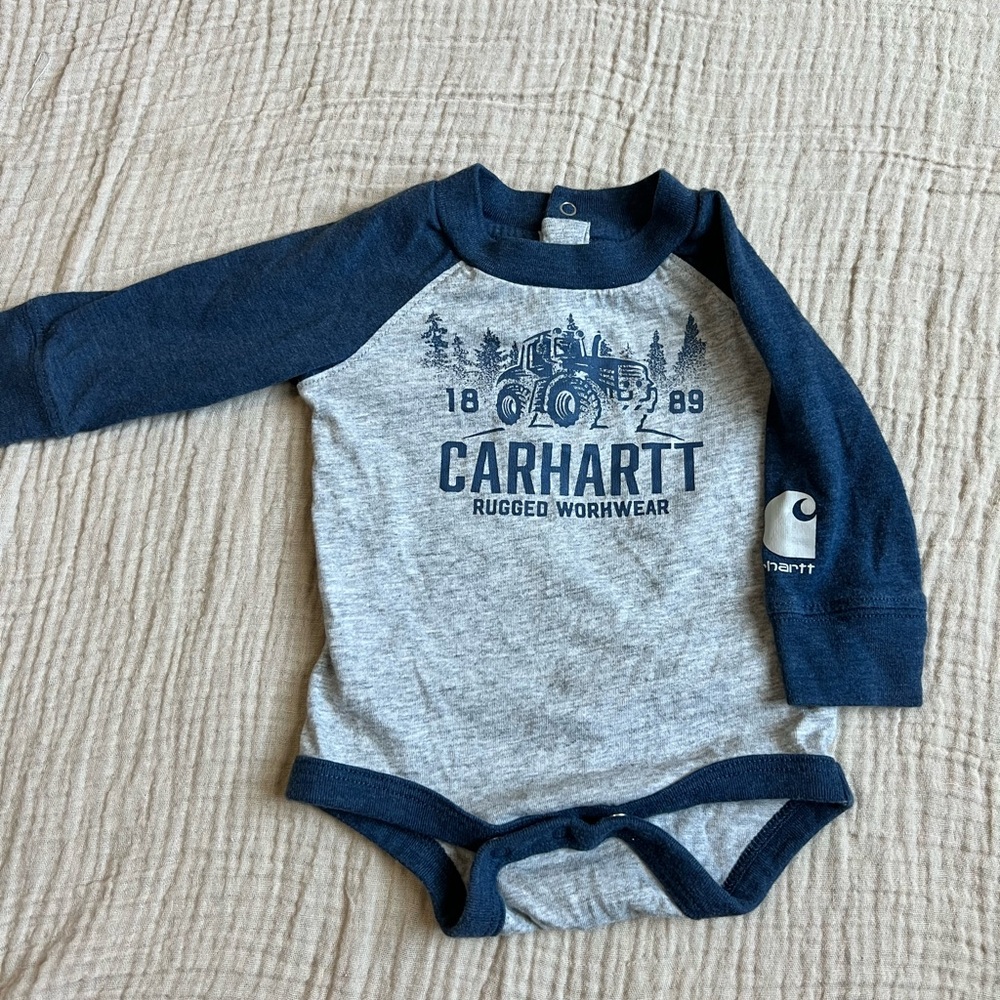 Carhartt Gray and Navy Rugged Workwear Tractor One-Piece Bodysuit